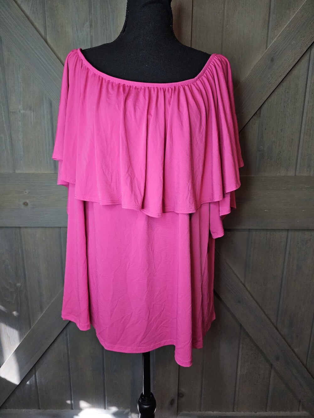 Slinky Brand Women's Off Shoulder Ruffle Tunic Top sz 3X